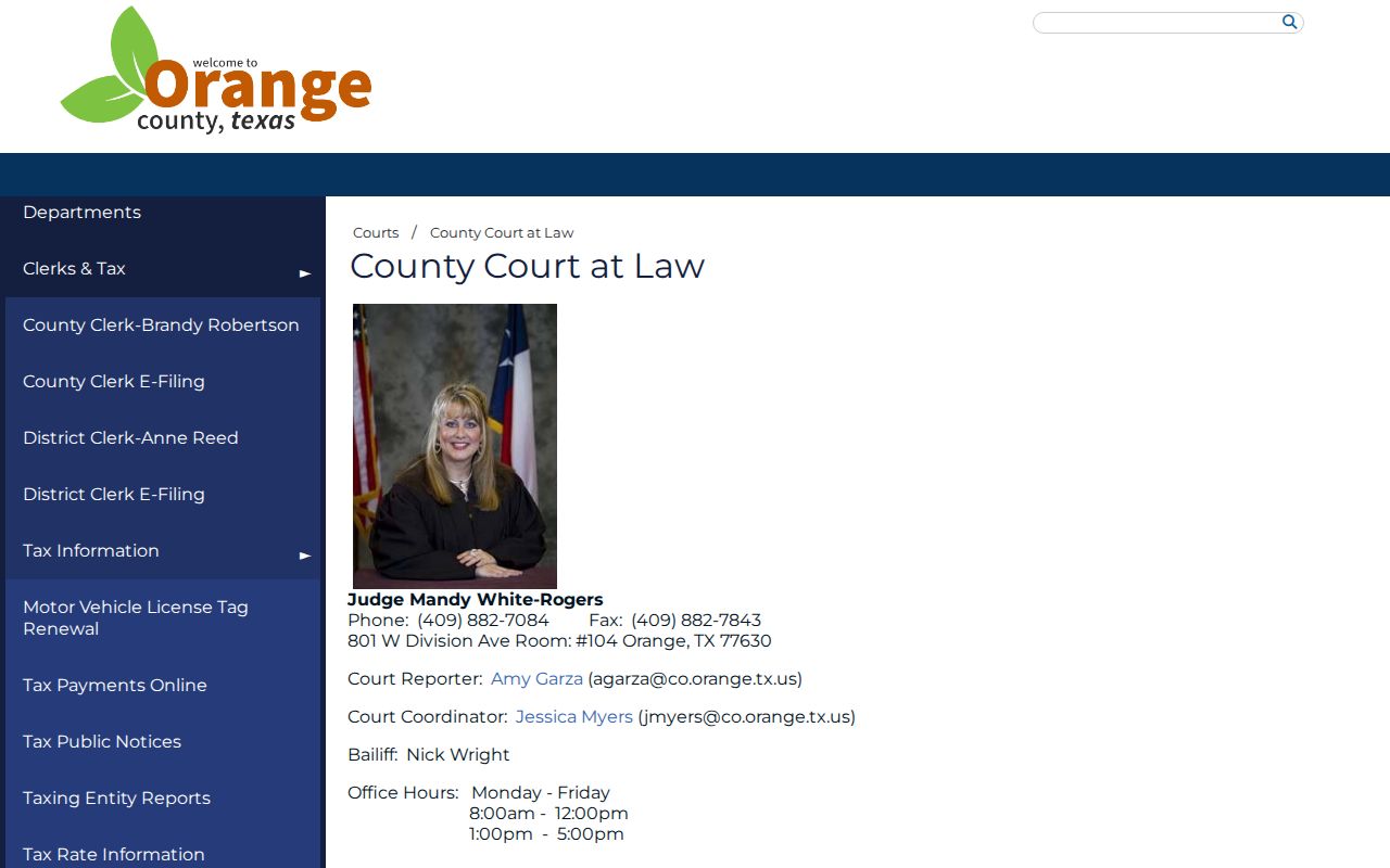 Orange County criminal docket County Court at Law 1 panel