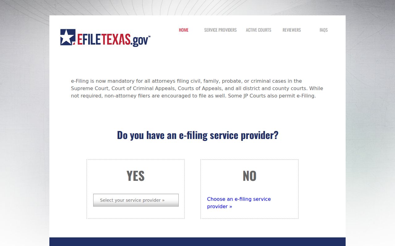 Orange County case search and eFileTexas filing portal