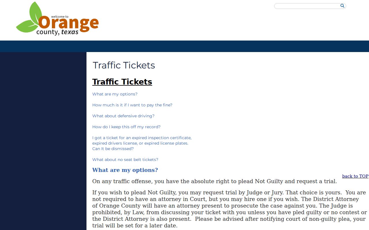 Orange County traffic court records and ticket processing